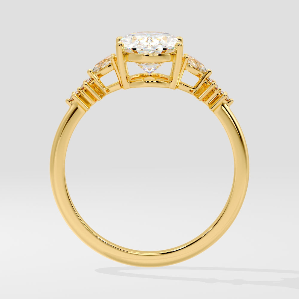 Marquise Shaped Three Stone Lab Grown Diamond Engagement Ring