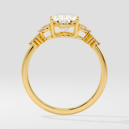 Marquise Shaped Three Stone Lab Grown Diamond Engagement Ring