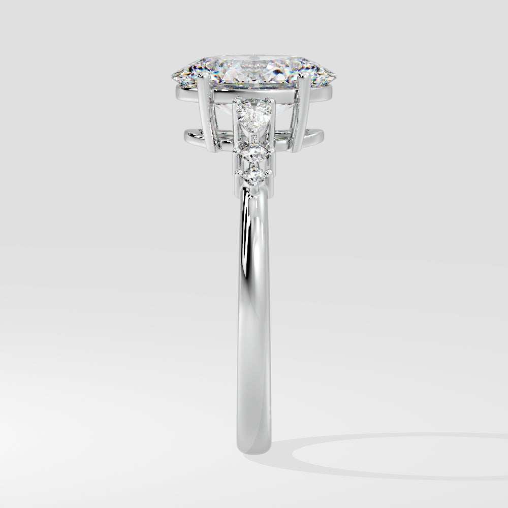 Marquise Shaped Three Stone Lab Grown Diamond Engagement Ring