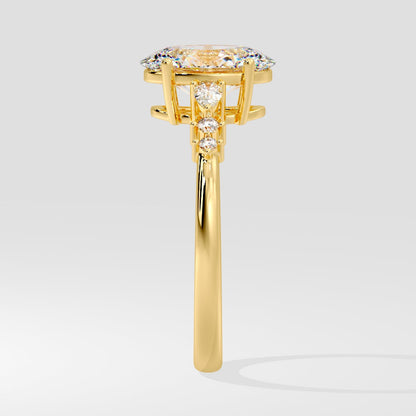 Marquise Shaped Three Stone Lab Grown Diamond Engagement Ring