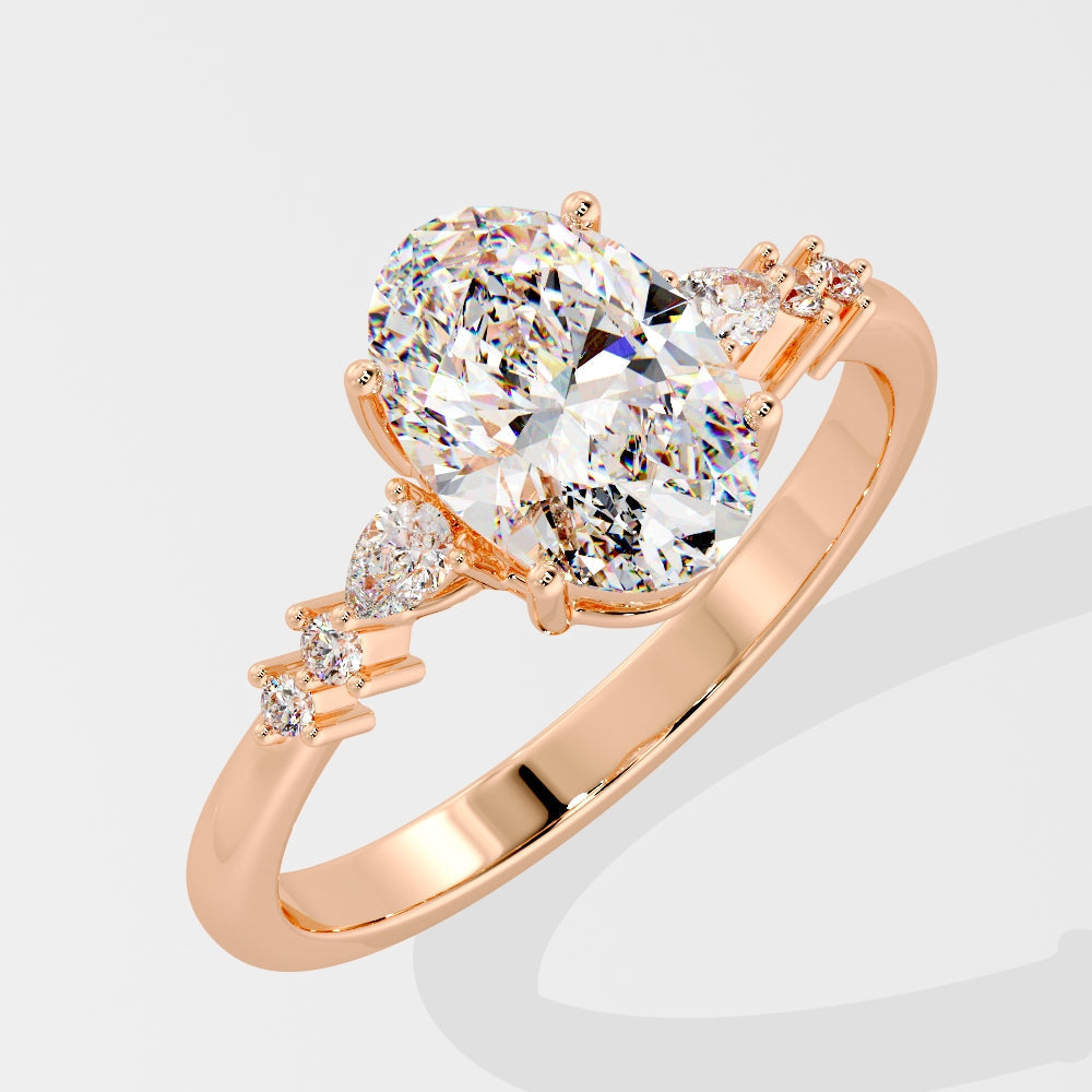 Marquise Shaped Three Stone Lab Grown Diamond Engagement Ring