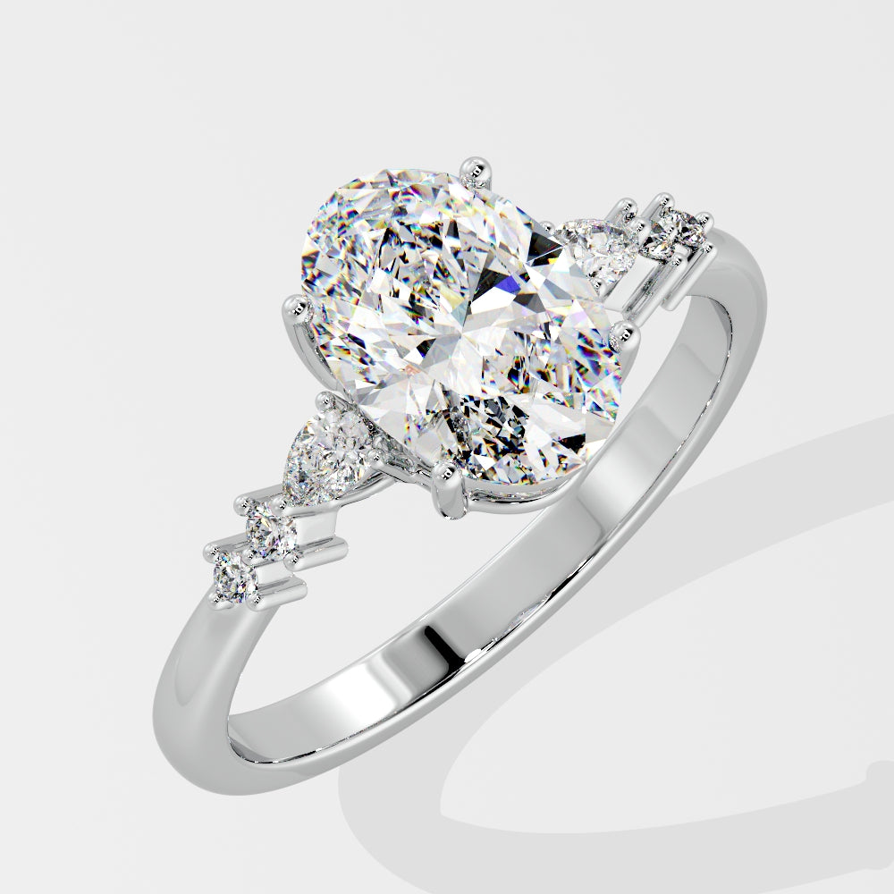 Marquise Shaped Three Stone Lab Grown Diamond Engagement Ring