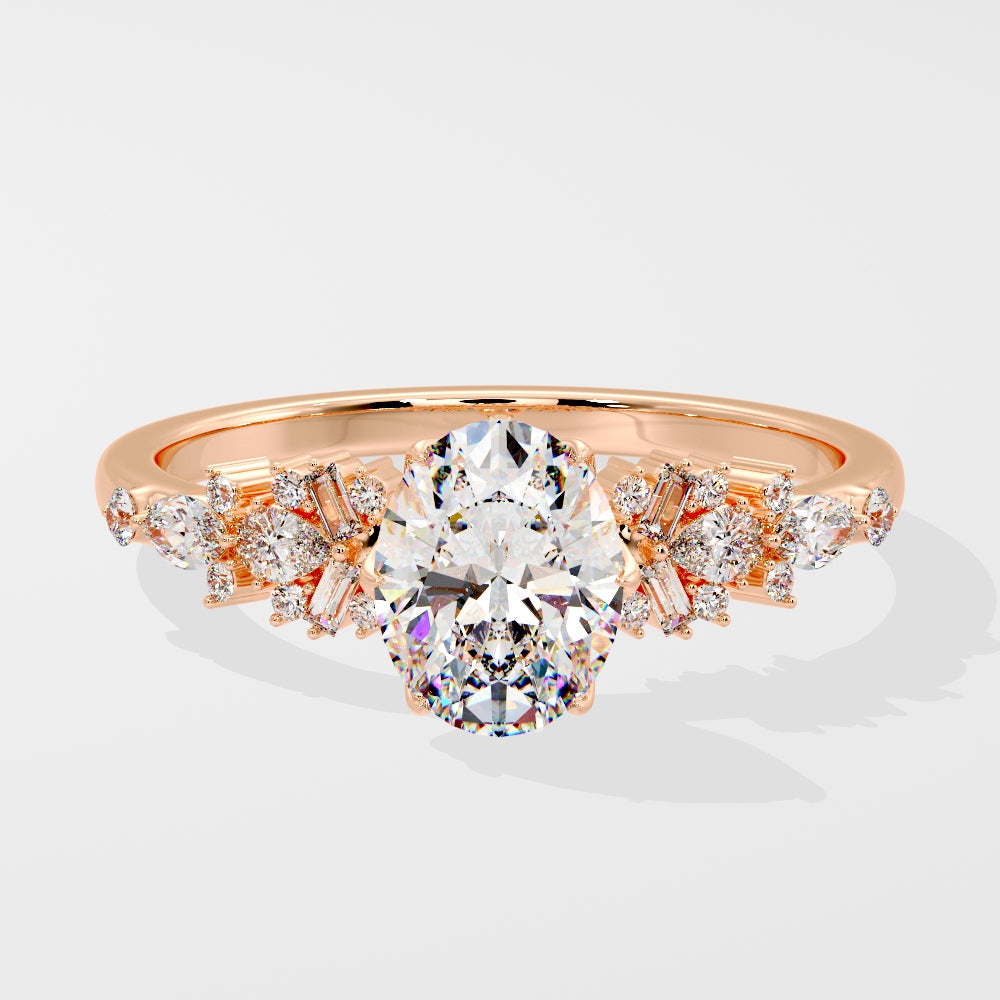 Marquise Shaped Three Stone Lab Grown Diamond Engagement Ring