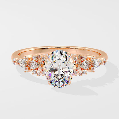 Marquise Shaped Three Stone Lab Grown Diamond Engagement Ring