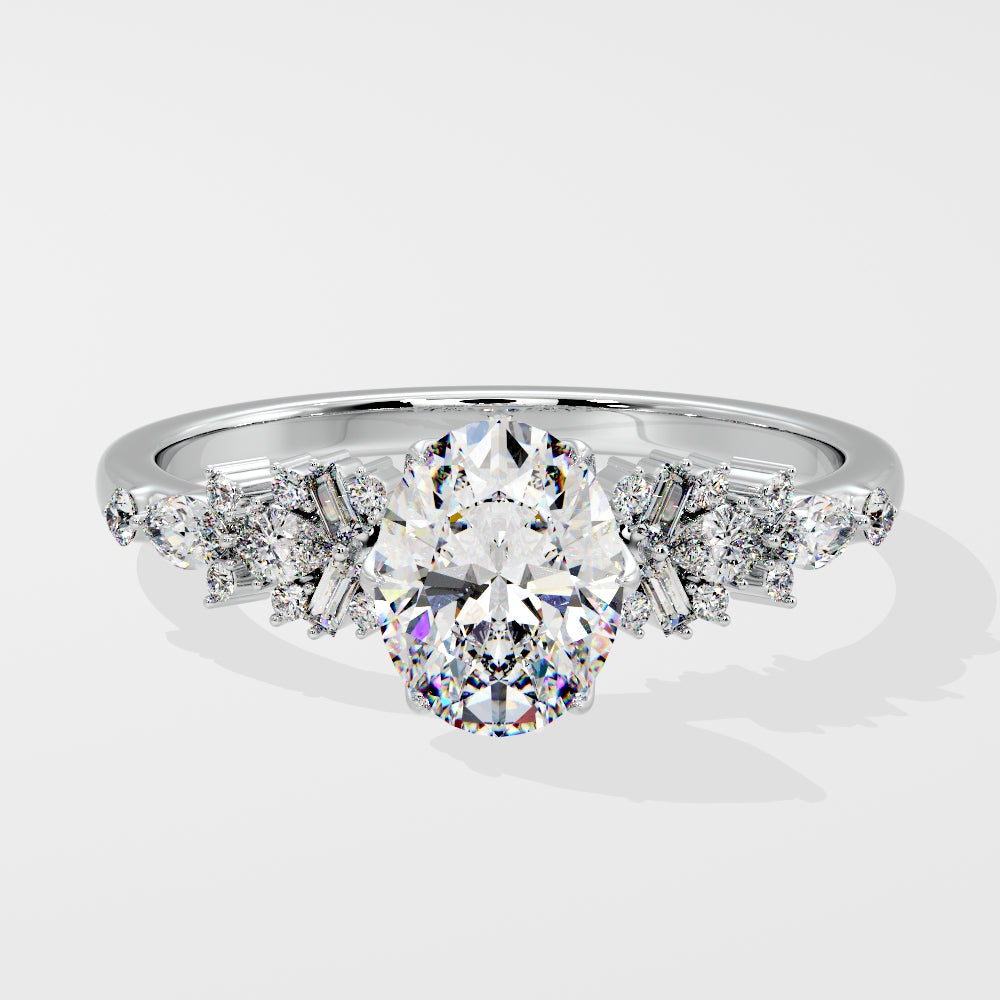 Marquise Shaped Three Stone Lab Grown Diamond Engagement Ring