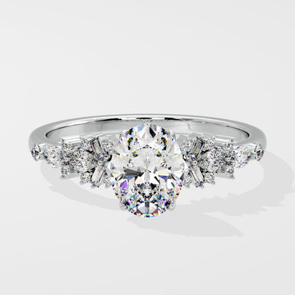 Marquise Shaped Three Stone Lab Grown Diamond Engagement Ring