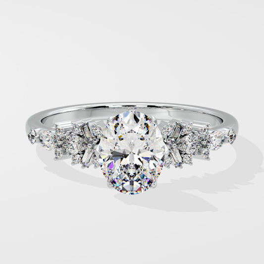 Marquise Shaped Three Stone Lab Grown Diamond Engagement Ring