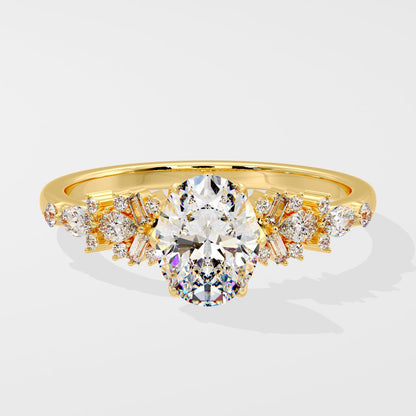 Marquise Shaped Three Stone Lab Grown Diamond Engagement Ring