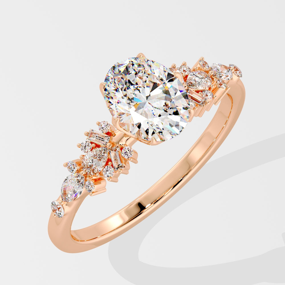 Marquise Shaped Three Stone Lab Grown Diamond Engagement Ring