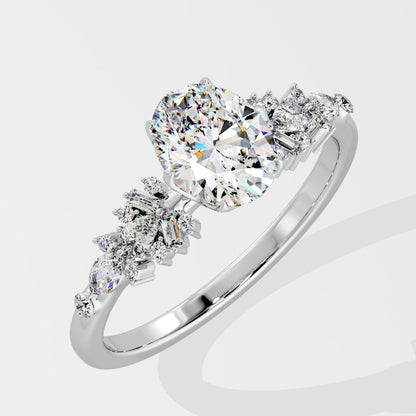 Marquise Shaped Three Stone Lab Grown Diamond Engagement Ring
