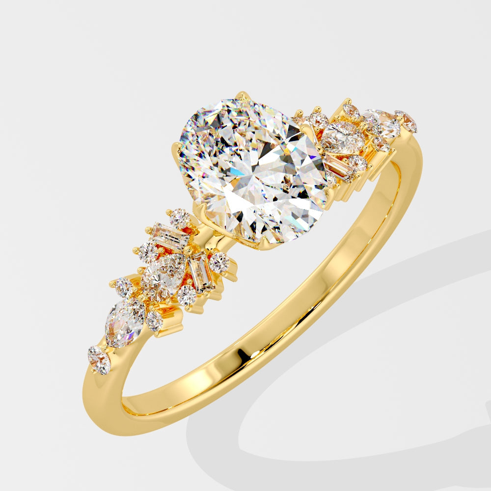 Marquise Shaped Three Stone Lab Grown Diamond Engagement Ring