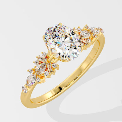 Marquise Shaped Three Stone Lab Grown Diamond Engagement Ring