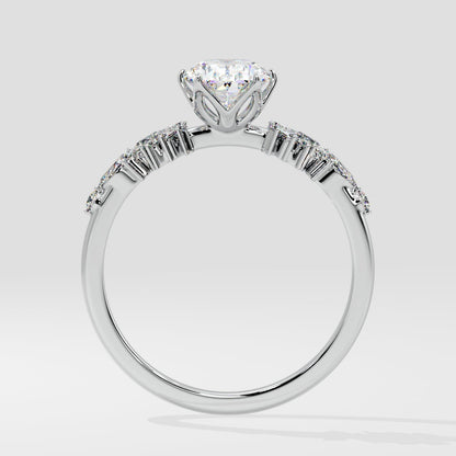 Marquise Shaped Three Stone Lab Grown Diamond Engagement Ring