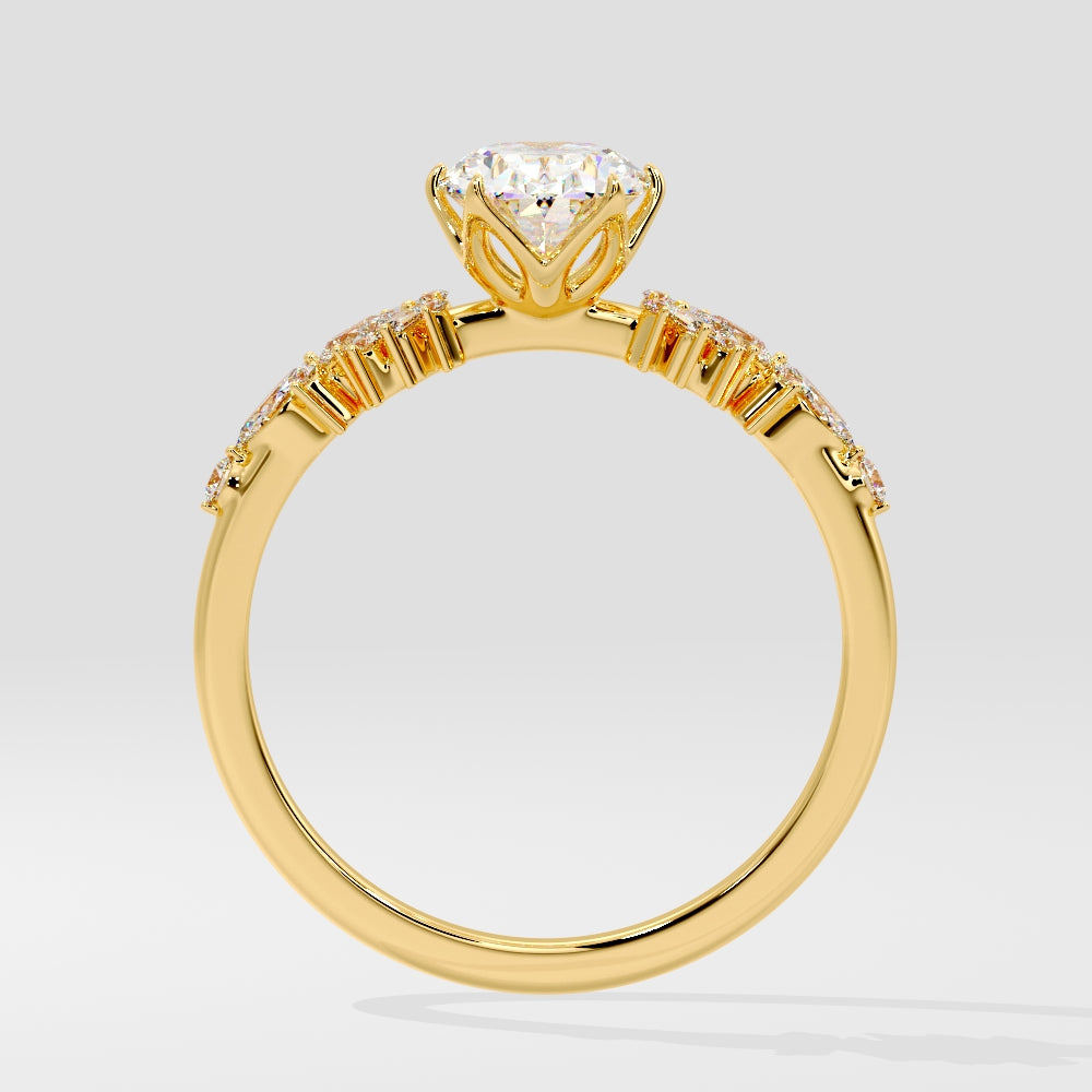 Marquise Shaped Three Stone Lab Grown Diamond Engagement Ring