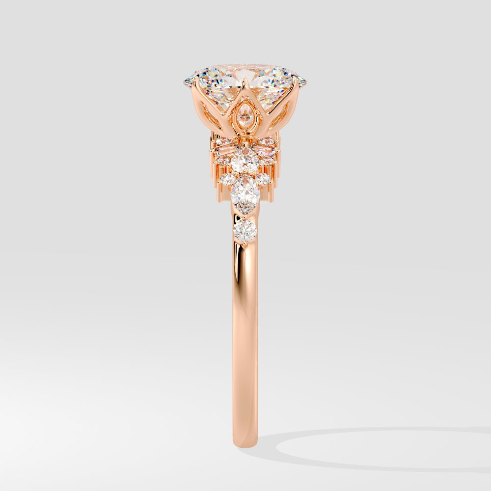 Marquise Shaped Three Stone Lab Grown Diamond Engagement Ring