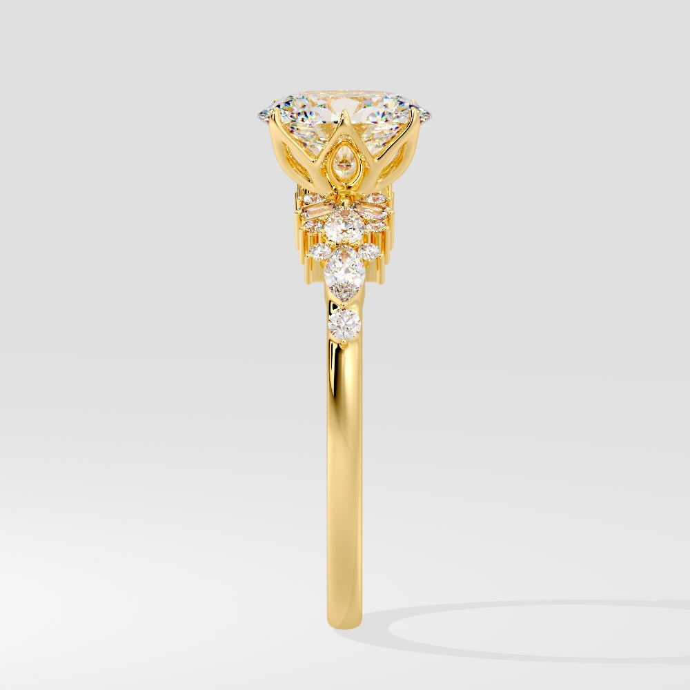 Marquise Shaped Three Stone Lab Grown Diamond Engagement Ring