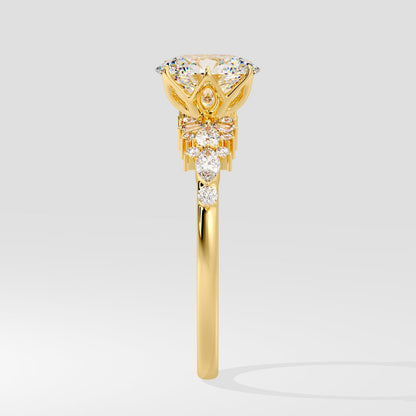 Marquise Shaped Three Stone Lab Grown Diamond Engagement Ring