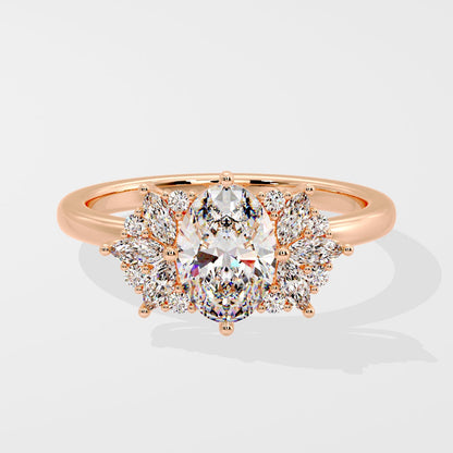 Marquise Shaped Three Stone Lab Grown Diamond Engagement Ring