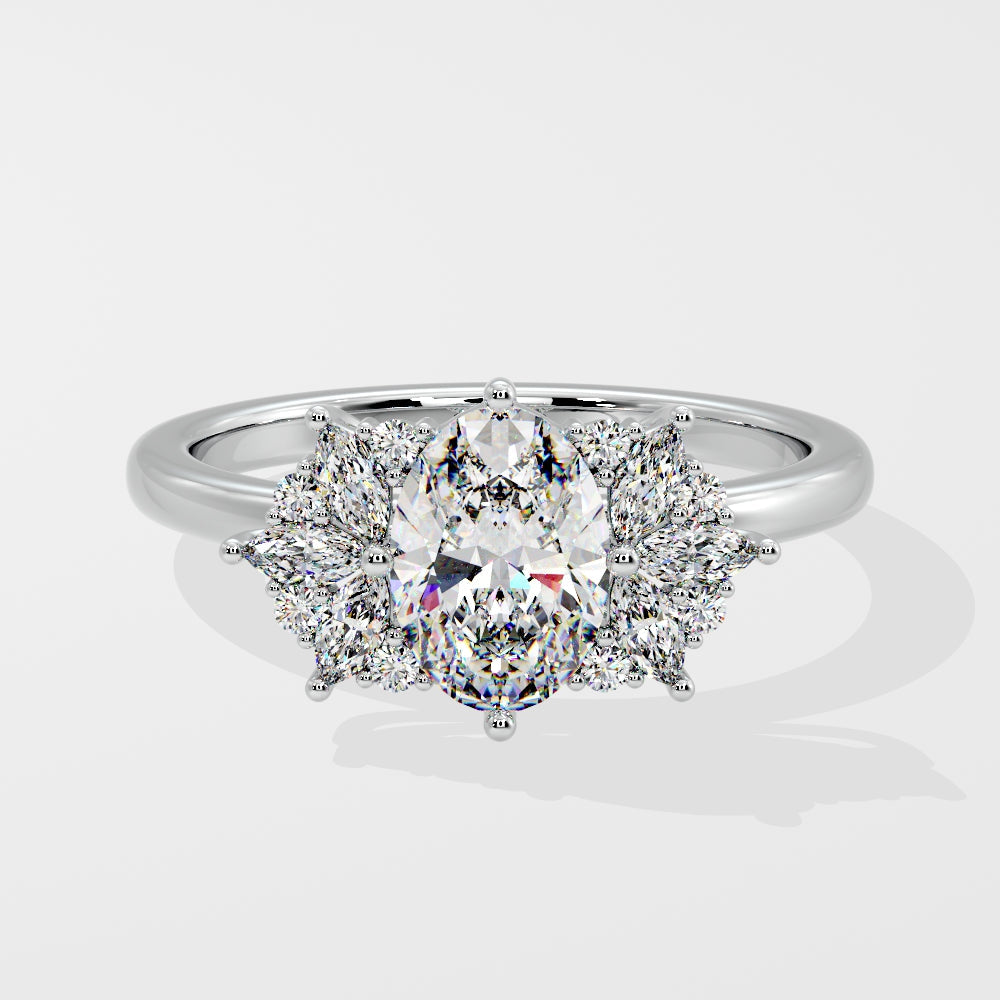 Marquise Shaped Three Stone Lab Grown Diamond Engagement Ring