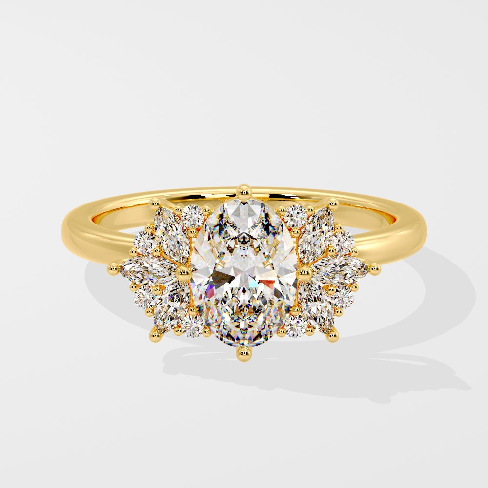 Marquise Shaped Three Stone Lab Grown Diamond Engagement Ring