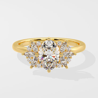 Marquise Shaped Three Stone Lab Grown Diamond Engagement Ring