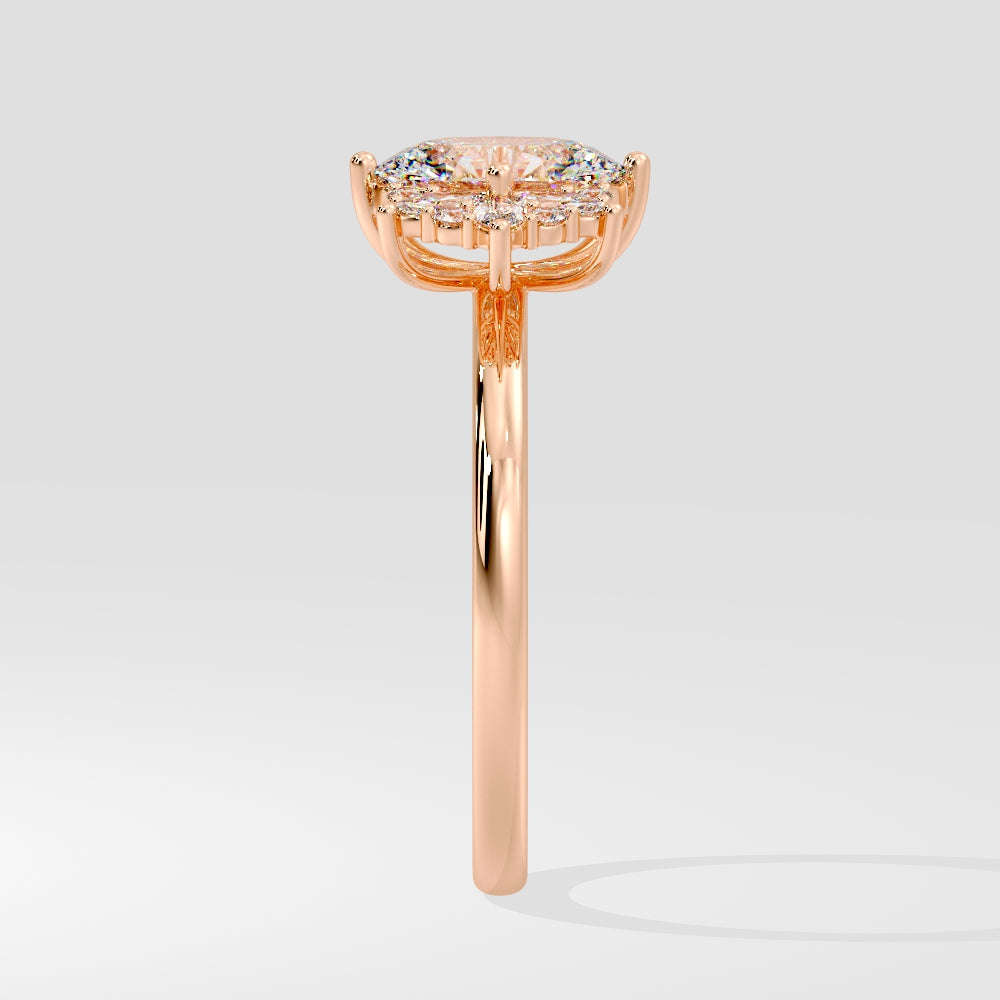 Marquise Shaped Three Stone Lab Grown Diamond Engagement Ring