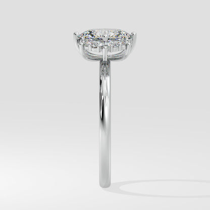 Marquise Shaped Three Stone Lab Grown Diamond Engagement Ring