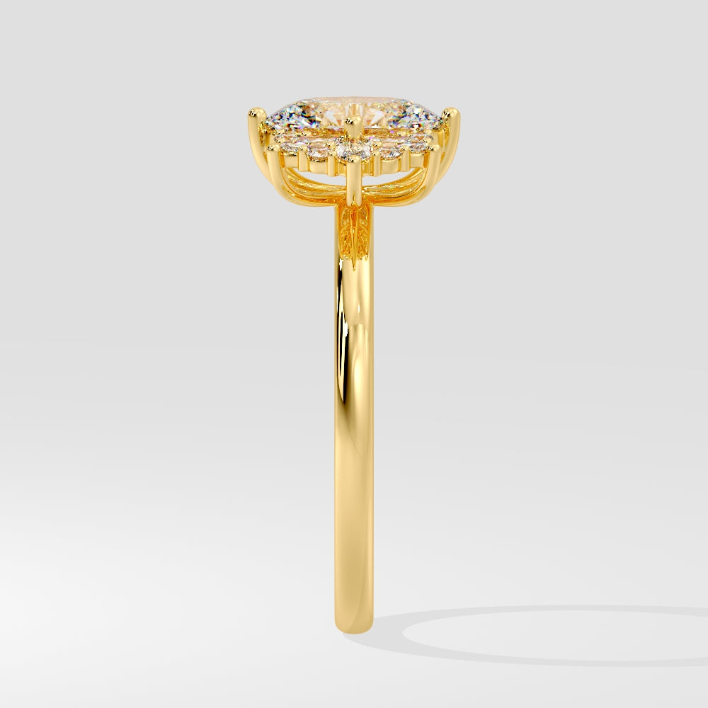 Marquise Shaped Three Stone Lab Grown Diamond Engagement Ring