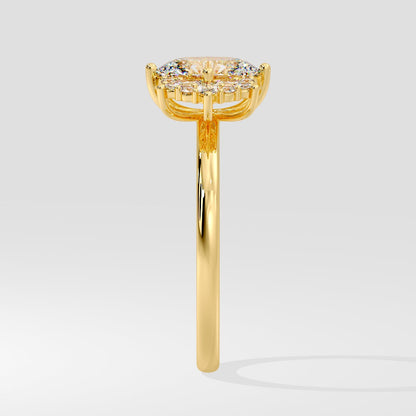 Marquise Shaped Three Stone Lab Grown Diamond Engagement Ring