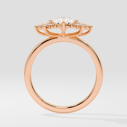 Marquise Shaped Three Stone Lab Grown Diamond Engagement Ring