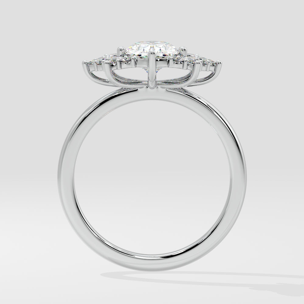 Marquise Shaped Three Stone Lab Grown Diamond Engagement Ring