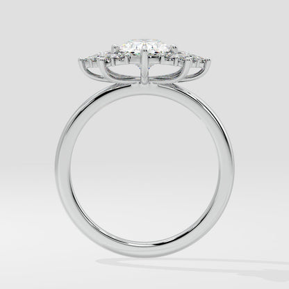 Marquise Shaped Three Stone Lab Grown Diamond Engagement Ring