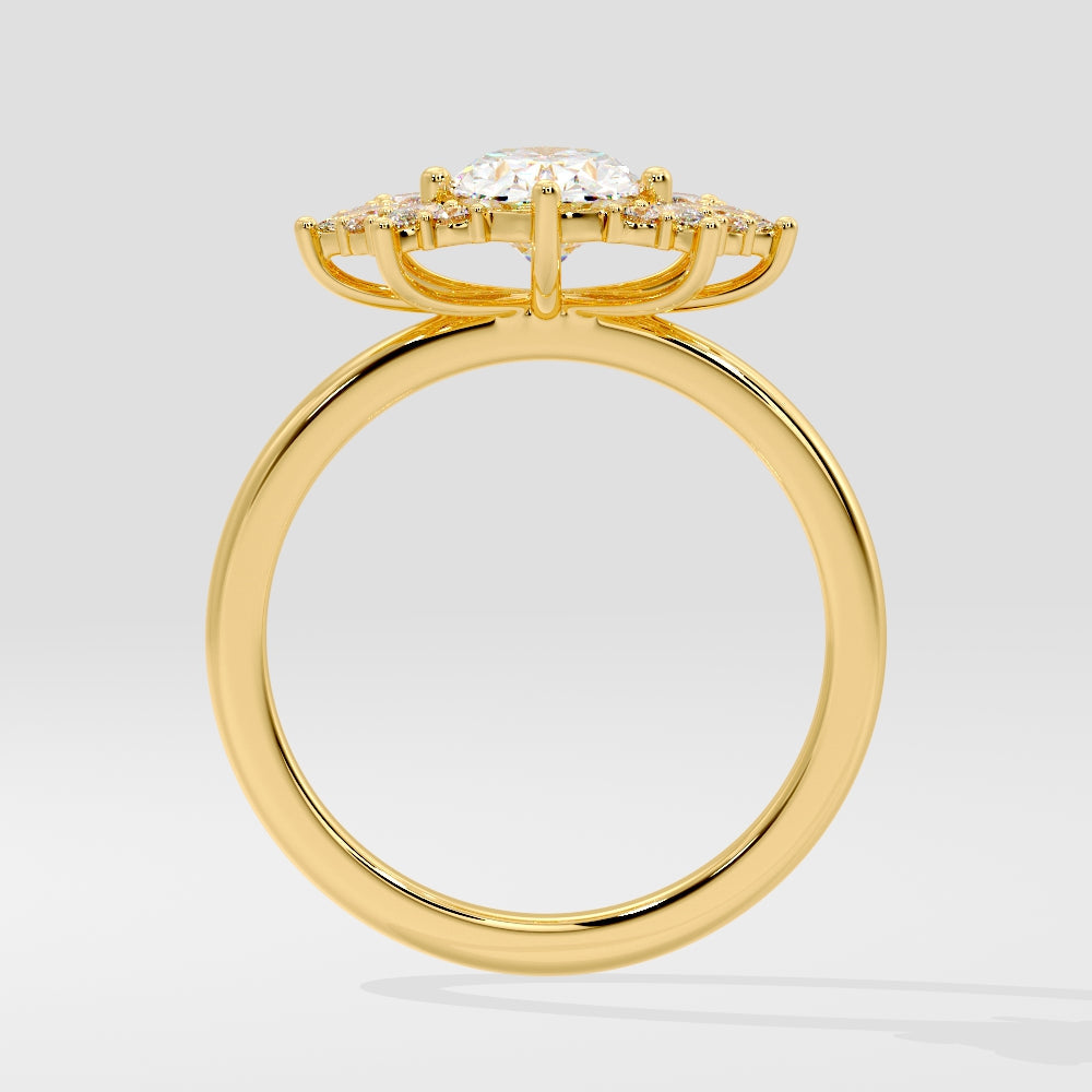 Marquise Shaped Three Stone Lab Grown Diamond Engagement Ring