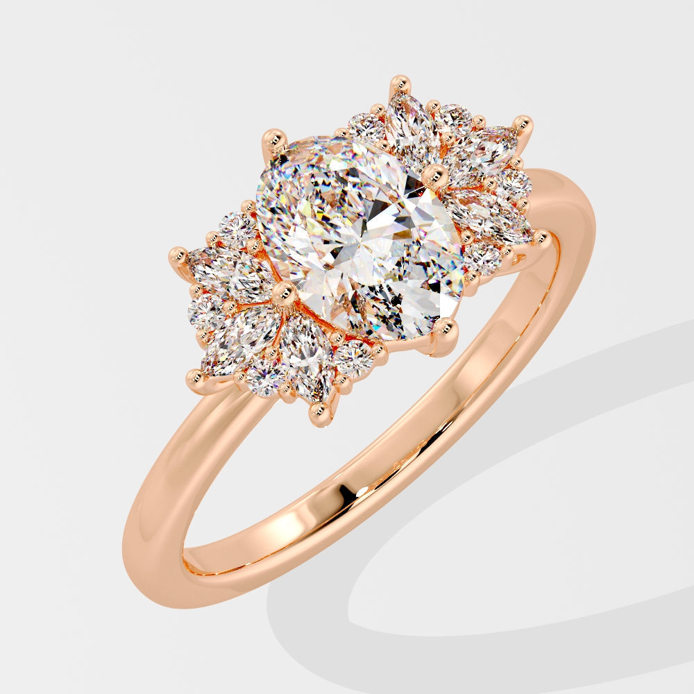 Marquise Shaped Three Stone Lab Grown Diamond Engagement Ring