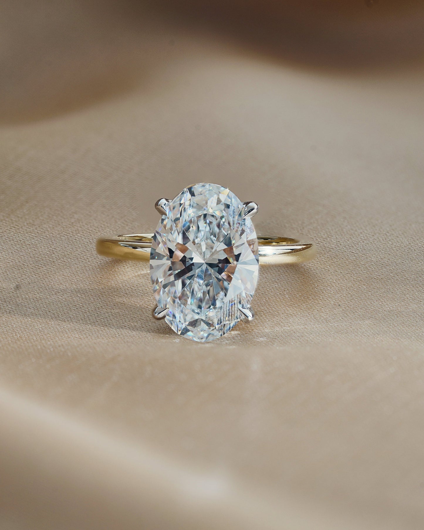 Marquise Shaped Three Stone Lab Grown Diamond Engagement Ring
