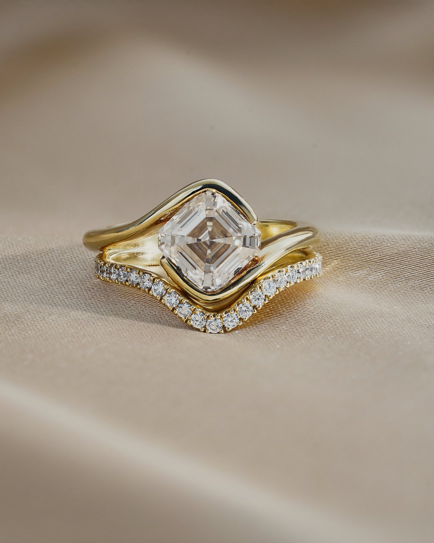 Marquise Shaped Three Stone Lab Grown Diamond Engagement Ring