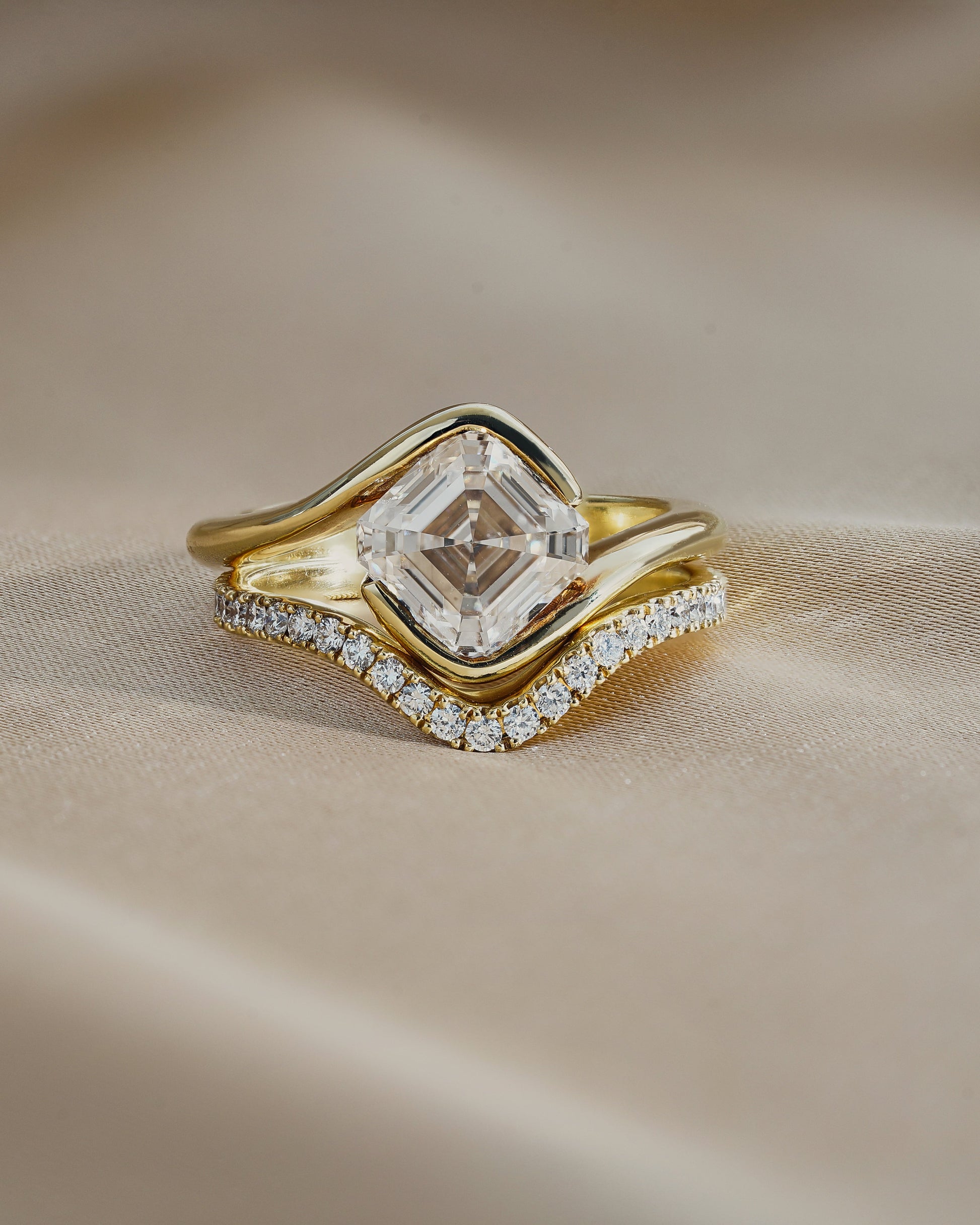 Marquise Shaped Three Stone Lab Grown Diamond Engagement Ring