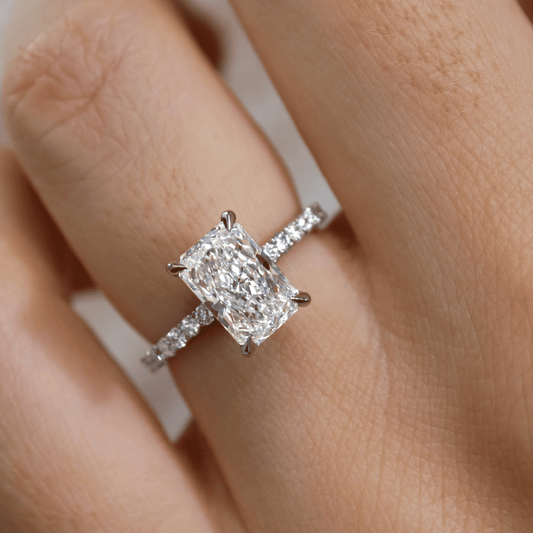 Marquise Shaped Three Stone Lab Grown Diamond Engagement Ring