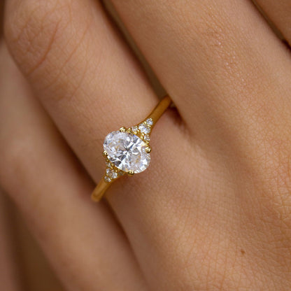 Marquise Shaped Three Stone Lab Grown Diamond Engagement Ring