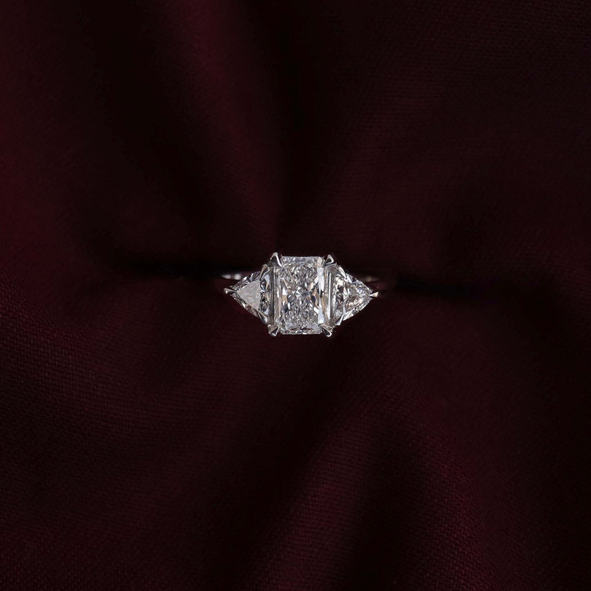 Stunning 1.0-3.0 CT Radiant Moissanite Engagement Ring with Three Stone Design