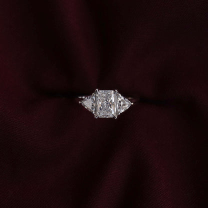 Stunning 1.0-3.0 CT Radiant Moissanite Engagement Ring with Three Stone Design