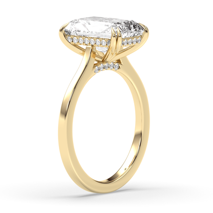 Marquise Shaped Three Stone Lab Grown Diamond Engagement Ring