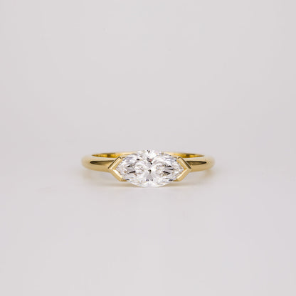 1.07 CT East West Marquise Shaped Solitaire Moissanite Engagement Ring