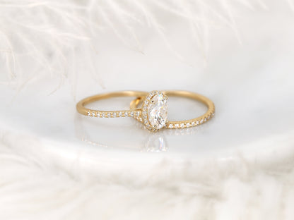 1.5 CT Oval Cut Halo & Pave Moissanite Bridal Ring Set