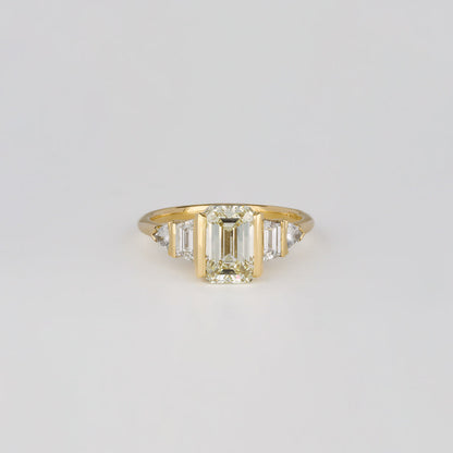 2.01 CT Emerald Shaped Cluster Moissanite Engagement Ring