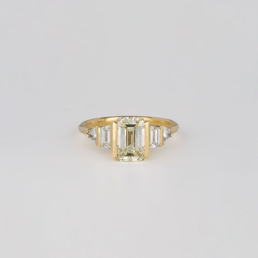 2.01 CT Emerald Shaped Cluster Moissanite Engagement Ring