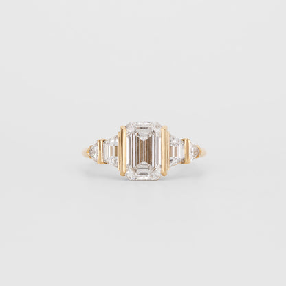 2.31 CT Emerald Shaped Cluster Moissanite Engagement Ring