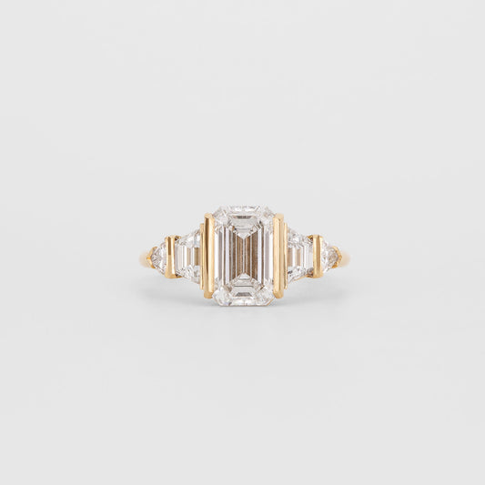 2.31 CT Emerald Shaped Cluster Moissanite Engagement Ring