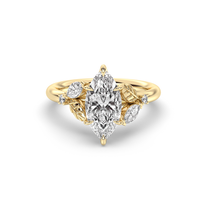 Marquise Shaped Three Stone Lab Grown Diamond Engagement Ring