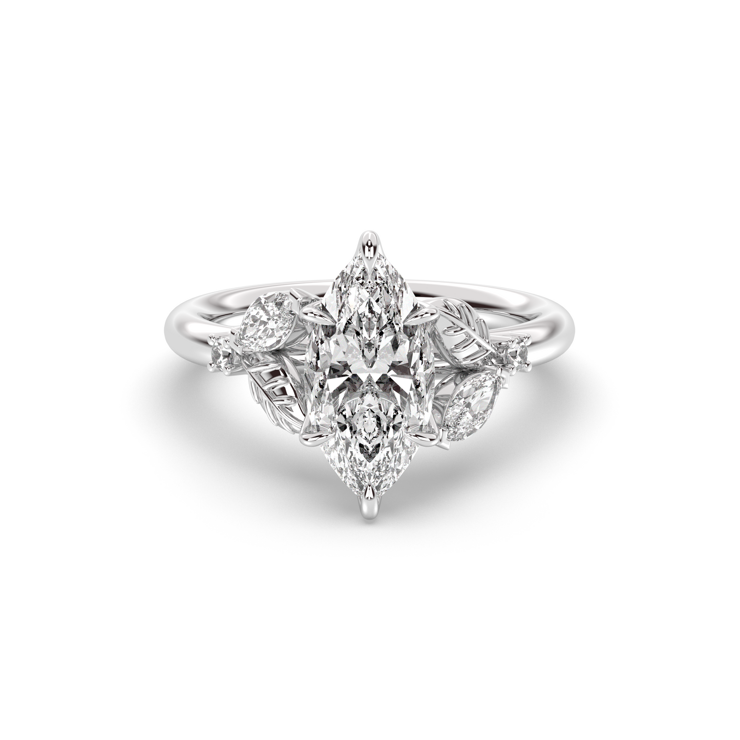 Marquise Shaped Three Stone Lab Grown Diamond Engagement Ring